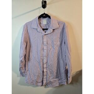 Brooks Brothers Milano Fit 16-33 XL Purple Striped‎ Long Sleeve Dress Shirt